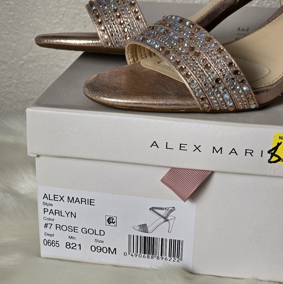 Alex Marie Women's Rose Gold Embellished Heels Size 8 1/2 - Picture 14 of 15